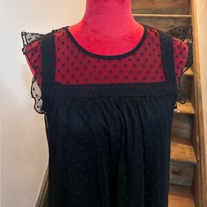 Dotted Mesh Flutter Sleeve Tank